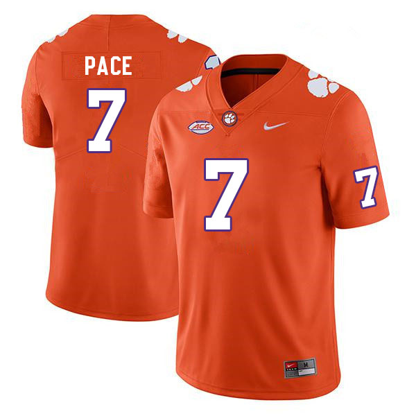 Men #7 Kobe Pace Clemson Tigers College Football Jerseys Sale-Orange - Click Image to Close
